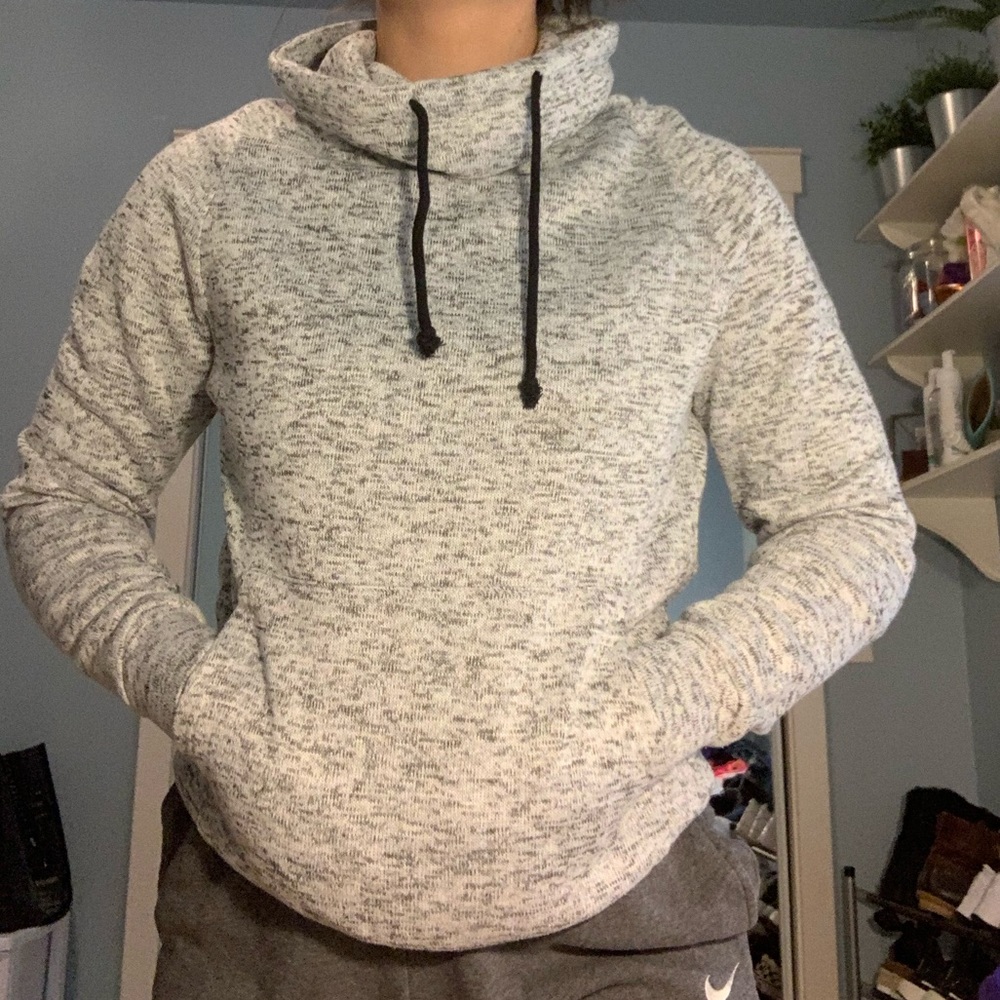 grey cowl neck sweater
